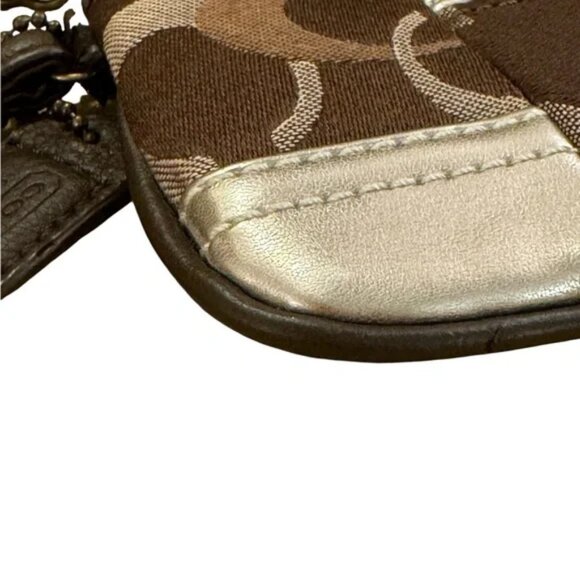 Coach Patchwork Wristlet—Brown Leather Trim and Hangtag EUC - Picture 4 of 7